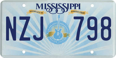 MS license plate NZJ798