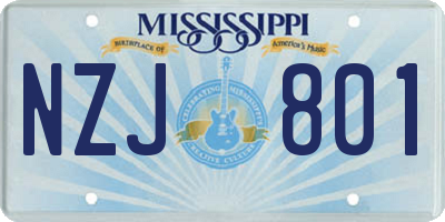 MS license plate NZJ801