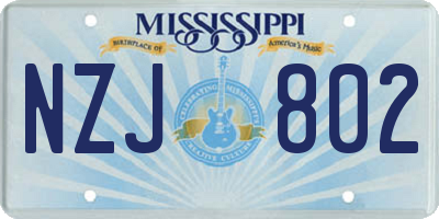 MS license plate NZJ802