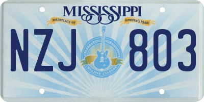 MS license plate NZJ803