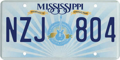 MS license plate NZJ804
