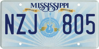 MS license plate NZJ805