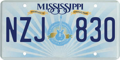 MS license plate NZJ830