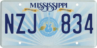 MS license plate NZJ834