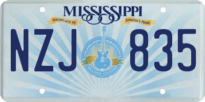 MS license plate NZJ835