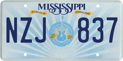 MS license plate NZJ837