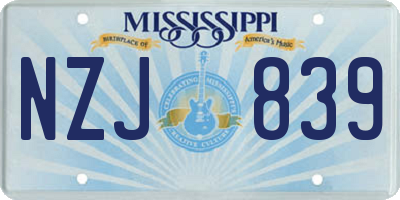 MS license plate NZJ839