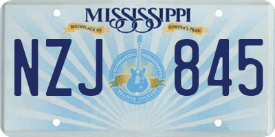 MS license plate NZJ845