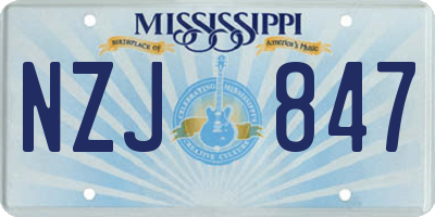 MS license plate NZJ847