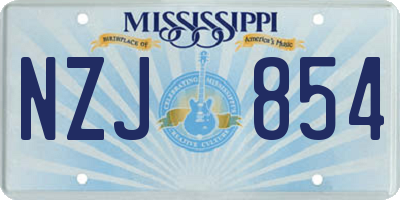 MS license plate NZJ854