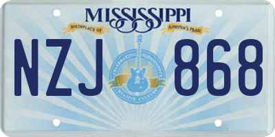 MS license plate NZJ868