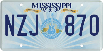 MS license plate NZJ870