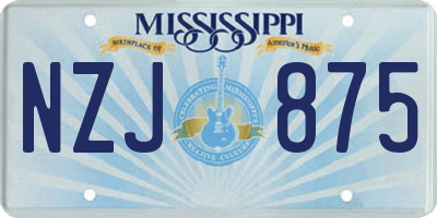 MS license plate NZJ875