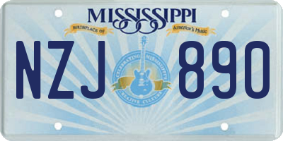 MS license plate NZJ890