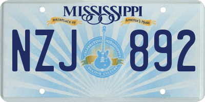 MS license plate NZJ892