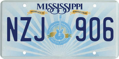 MS license plate NZJ906