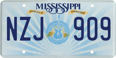 MS license plate NZJ909