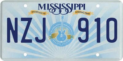 MS license plate NZJ910