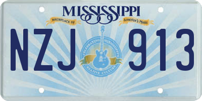 MS license plate NZJ913
