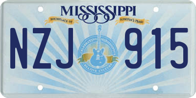 MS license plate NZJ915