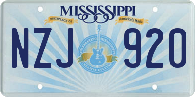 MS license plate NZJ920