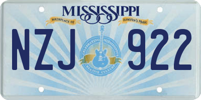 MS license plate NZJ922