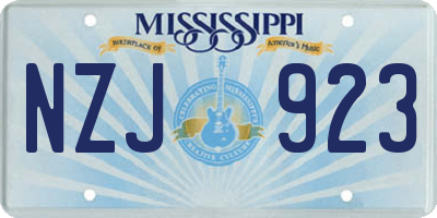 MS license plate NZJ923