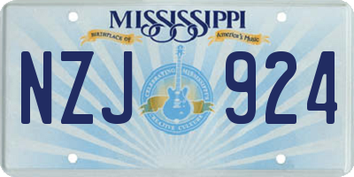MS license plate NZJ924