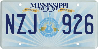 MS license plate NZJ926