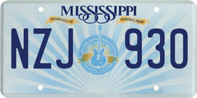MS license plate NZJ930