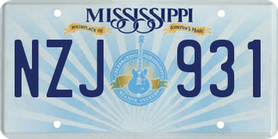 MS license plate NZJ931