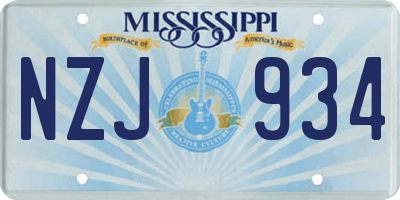 MS license plate NZJ934