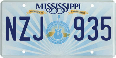 MS license plate NZJ935