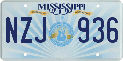 MS license plate NZJ936