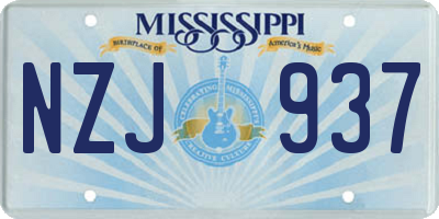 MS license plate NZJ937