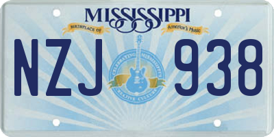 MS license plate NZJ938