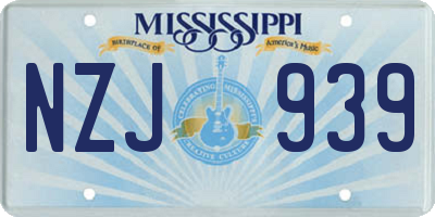 MS license plate NZJ939