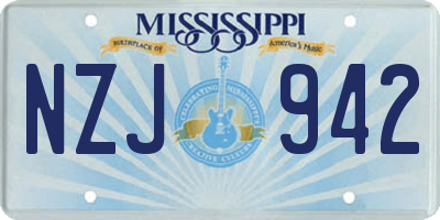 MS license plate NZJ942