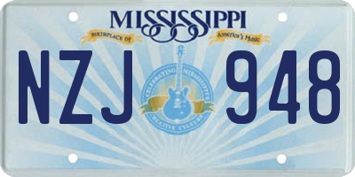 MS license plate NZJ948