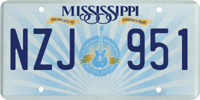 MS license plate NZJ951