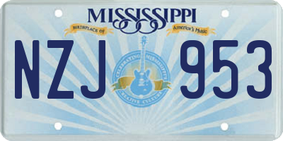 MS license plate NZJ953