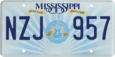 MS license plate NZJ957