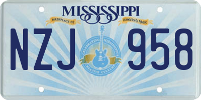 MS license plate NZJ958