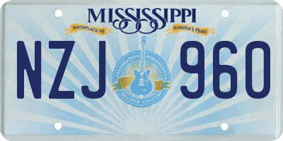 MS license plate NZJ960
