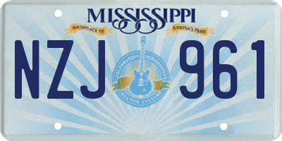 MS license plate NZJ961