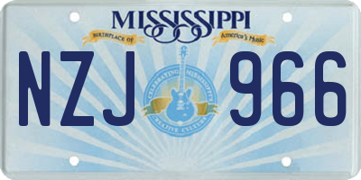 MS license plate NZJ966