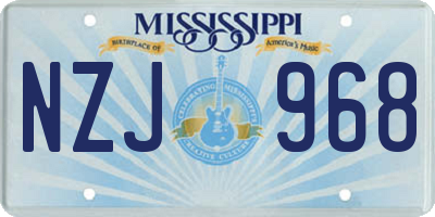 MS license plate NZJ968