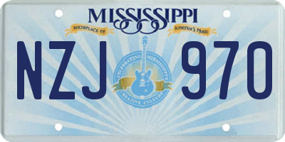 MS license plate NZJ970