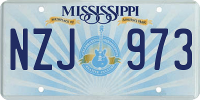 MS license plate NZJ973