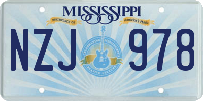 MS license plate NZJ978